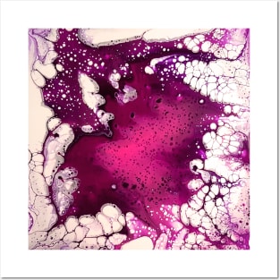 Maroon/Pink Acrylic Pour Painting Posters and Art